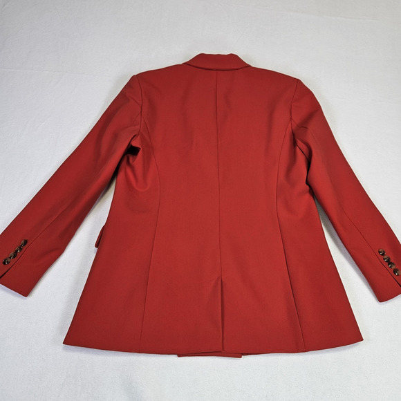 J McLaughlin Womens 12 Double Breasted Blazer Red Preppy Designer Old Money Peak - Picture 15 of 16